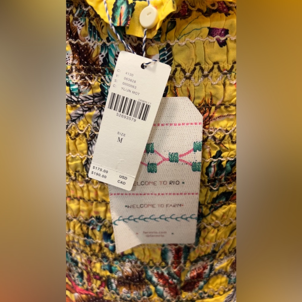 New with tag yellow floral dress by Farm Rio from Anthropologie size M - Picture 7 of 12